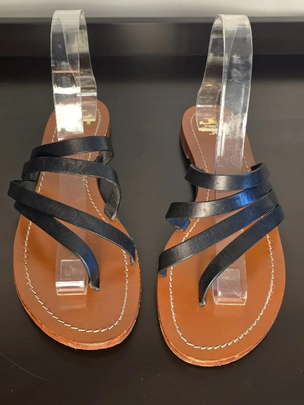 Tory Burch Patos Black Strappy Leather Sandals Size 7.5